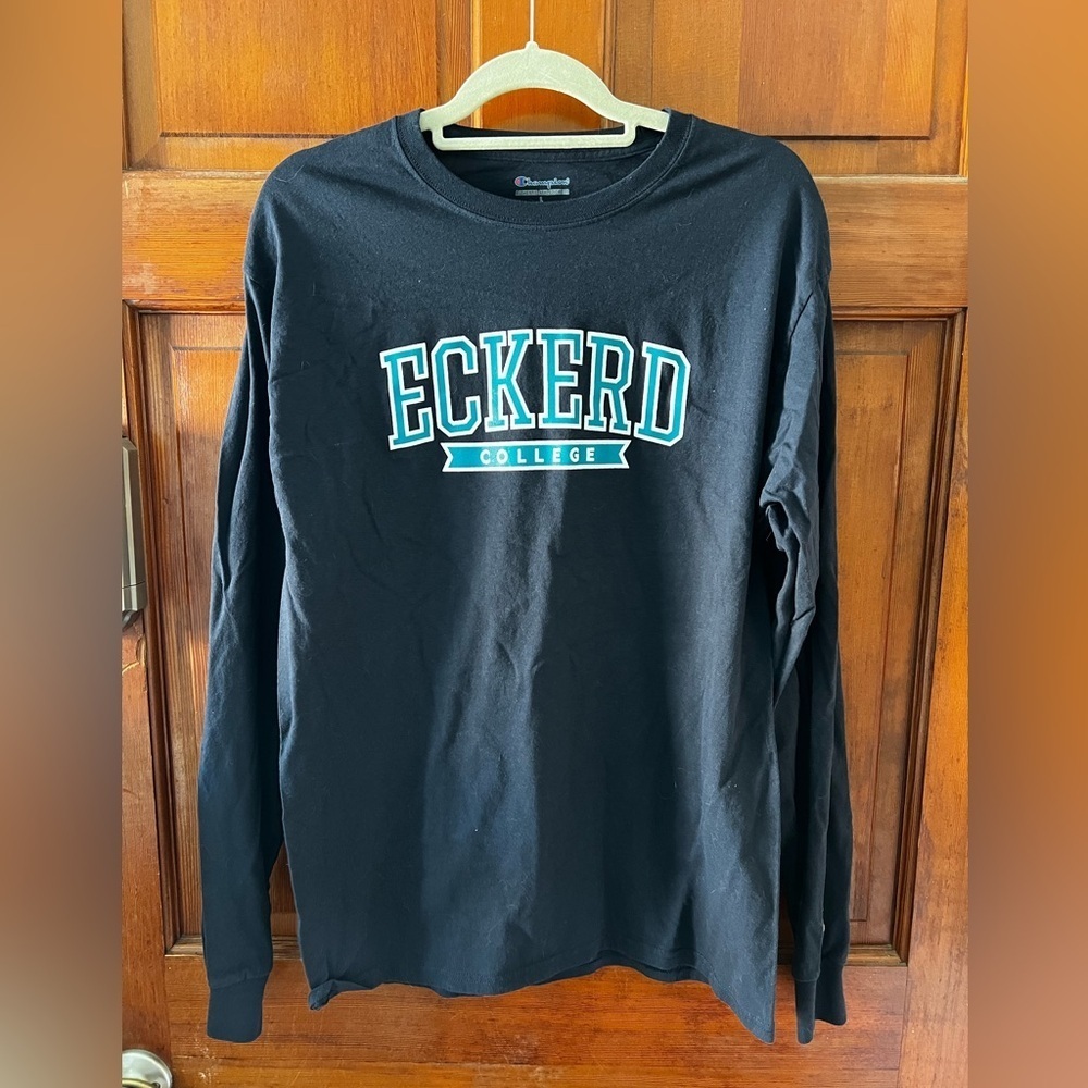 Champion Eckerd College Long Sleeve Tee Black Size L Campus Graphic Shirt Unisex